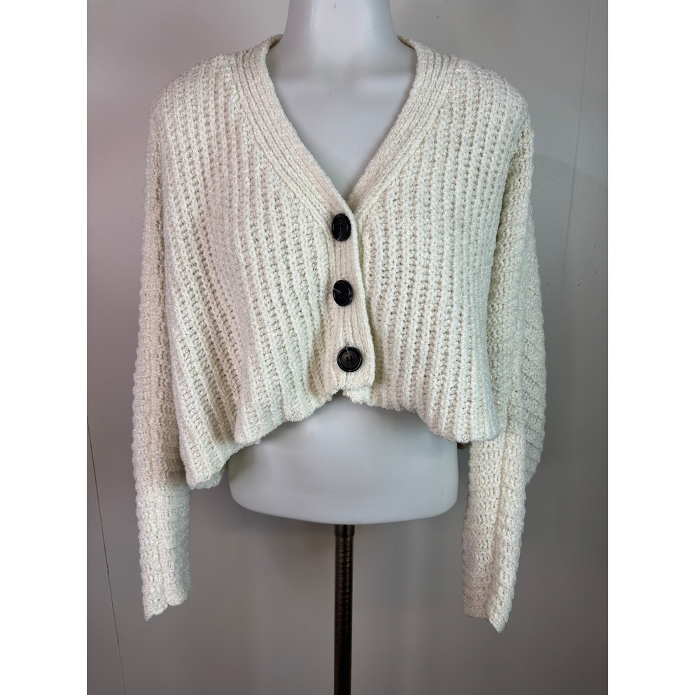 Urban Outfitters Cardigan XS Ivory Cropped Button Front Knit Women